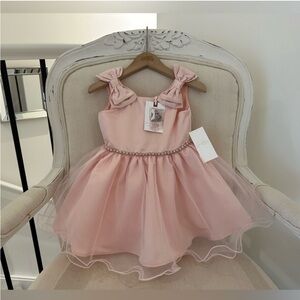 🩰 24 Mth Pink Tulle Satin Party Dress with Bow Accents by Jessica Simpson NWT
